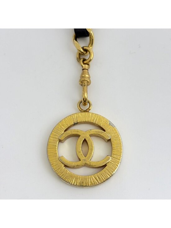 Chanel CC Logo Chain Belt Triple Strand Leather Gold Black